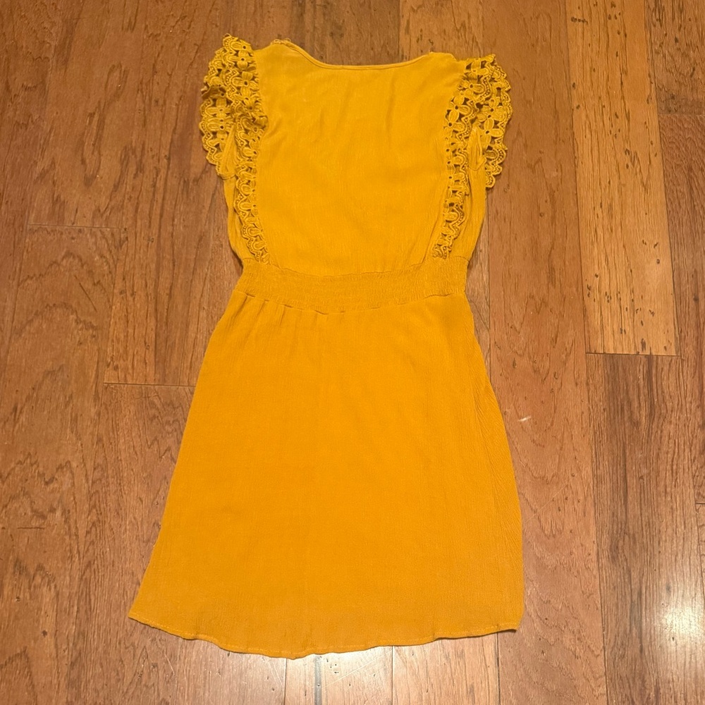 Yellow Gold Ruffle Dress Size Small - Picture 6 of 7